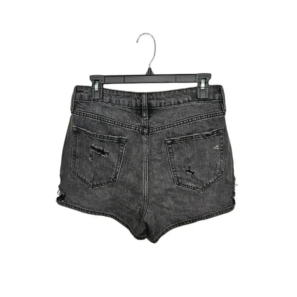 Hidden Black/Gray Distressed High Waisted Jean Shorts Women Sz Medium Button Up - Picture 2 of 7